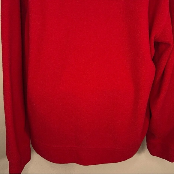 LARGE Y2K ERA OLD NAVY WOMENS RED FLEECE JACKET PULLOVER BLACK LOGO - Picture 8 of 10
